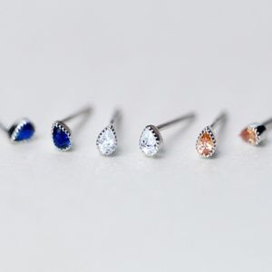 NWT! Sterling Silver Rhinestone Teardrop Stud Earrings - Choose Color!